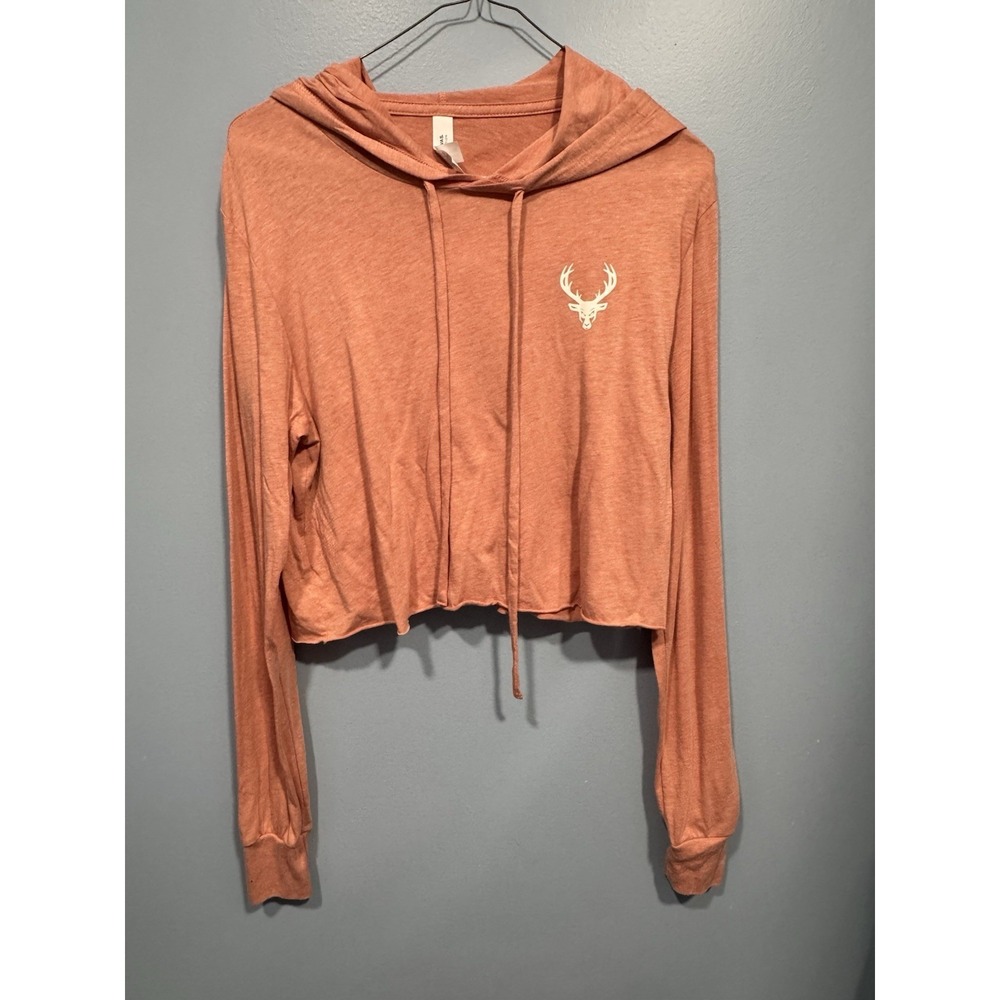 Bucked Up Women Dessert Rose Crop Lightweight Hoodie Size Medium Deer Logo
